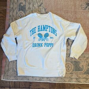 The Hamptons Drink Poppi White Graphic Sweatshirt